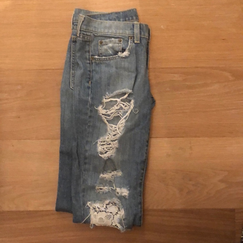 Carmar size 23 boyfriend jeans w lace in the rips